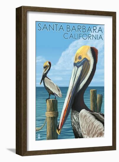Santa Barbara, California - Pelican-Lantern Press-Framed Art Print