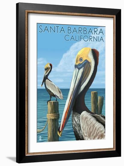 Santa Barbara, California - Pelican-Lantern Press-Framed Art Print