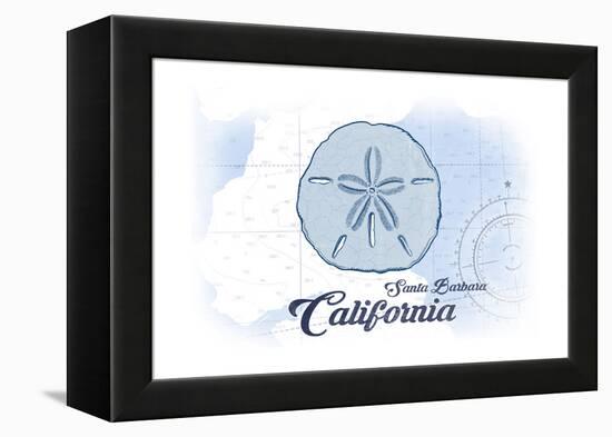 Santa Barbara, California - Sand Dollar - Blue - Coastal Icon-Lantern Press-Framed Stretched Canvas