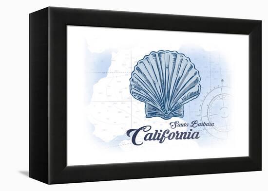 Santa Barbara, California - Scallop Shell - Blue - Coastal Icon-Lantern Press-Framed Stretched Canvas