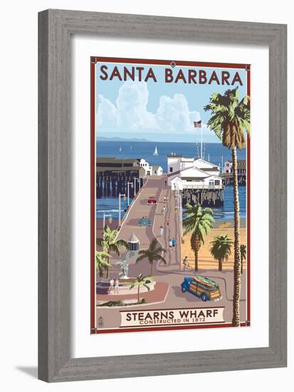 Santa Barbara, California - Stern's Wharf-Lantern Press-Framed Art Print