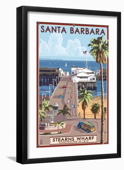 Santa Barbara, California - Stern's Wharf-Lantern Press-Framed Art Print