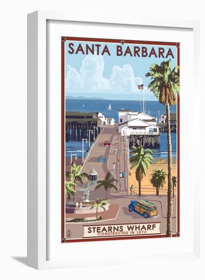 Santa Barbara, California - Stern's Wharf-Lantern Press-Framed Art Print