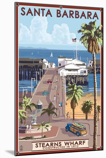 Santa Barbara, California - Stern's Wharf-Lantern Press-Mounted Art Print