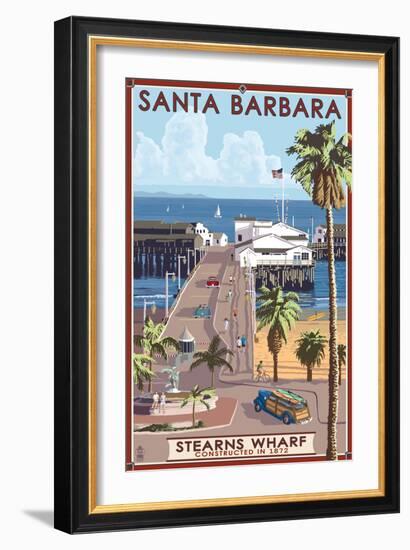 Santa Barbara, California - Stern's Wharf-Lantern Press-Framed Art Print