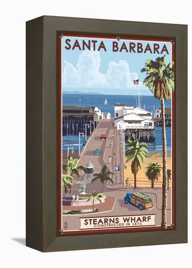 Santa Barbara, California - Stern's Wharf-Lantern Press-Framed Stretched Canvas