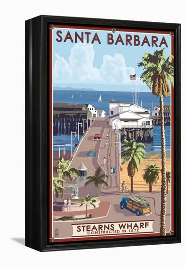 Santa Barbara, California - Stern's Wharf-Lantern Press-Framed Stretched Canvas