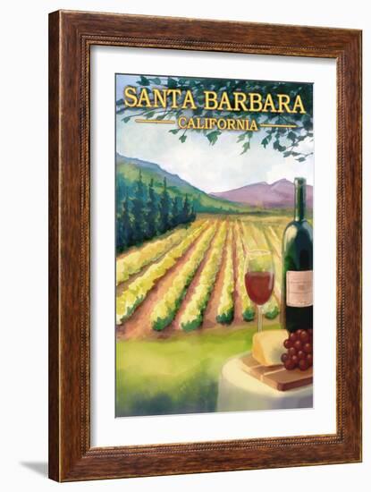 Santa Barbara, California - Wine Country-Lantern Press-Framed Premium Giclee Print