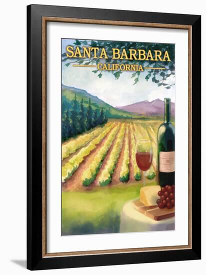 Santa Barbara, California - Wine Country-Lantern Press-Framed Premium Giclee Print