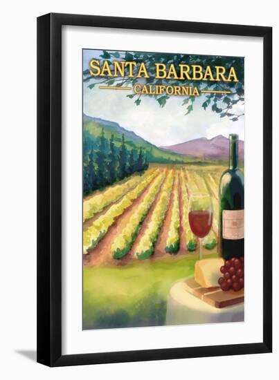 Santa Barbara, California - Wine Country-Lantern Press-Framed Premium Giclee Print