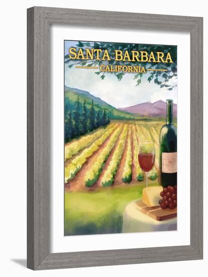 Santa Barbara, California - Wine Country-Lantern Press-Framed Art Print