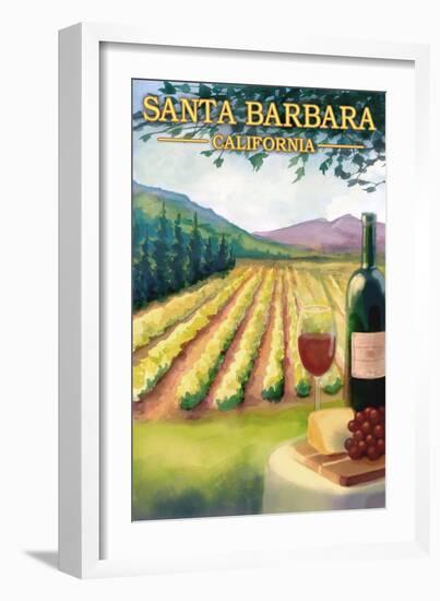 Santa Barbara, California - Wine Country-Lantern Press-Framed Art Print