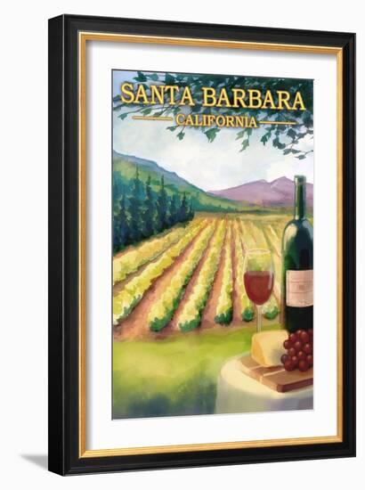 Santa Barbara, California - Wine Country-Lantern Press-Framed Art Print