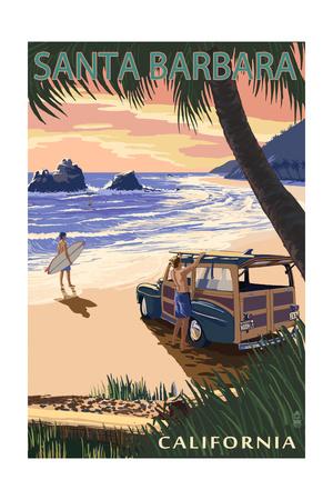 Santa Barbara California Woody On Beach Art Print By Lantern Press Art Com