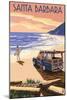 Santa Barbara, California - Woody on Beach-Lantern Press-Mounted Art Print