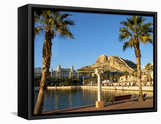 Santa Barbara Castle Seen from the Harbour, Alicante, Valencia Province, Spain, Europe-Guy Thouvenin-Framed Premier Image Canvas