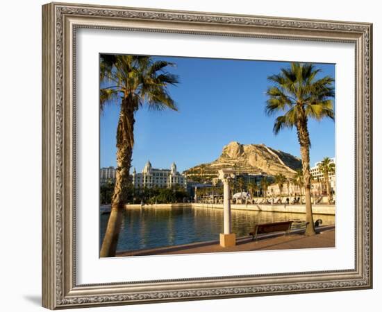 Santa Barbara Castle Seen from the Harbour, Alicante, Valencia Province, Spain, Europe-Guy Thouvenin-Framed Photographic Print