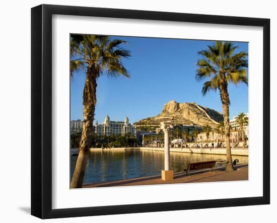 Santa Barbara Castle Seen from the Harbour, Alicante, Valencia Province, Spain, Europe-Guy Thouvenin-Framed Photographic Print