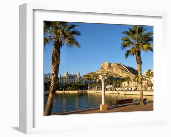 Santa Barbara Castle Seen from the Harbour, Alicante, Valencia Province, Spain, Europe-Guy Thouvenin-Framed Photographic Print