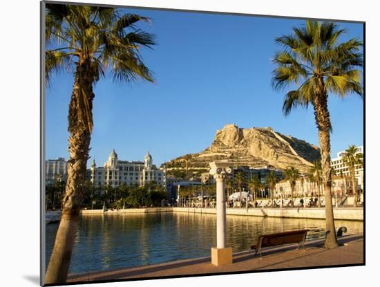 Santa Barbara Castle Seen from the Harbour, Alicante, Valencia Province, Spain, Europe-Guy Thouvenin-Mounted Photographic Print