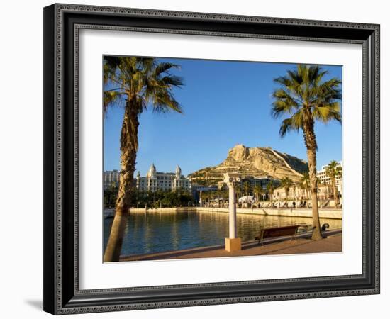 Santa Barbara Castle Seen from the Harbour, Alicante, Valencia Province, Spain, Europe-Guy Thouvenin-Framed Photographic Print