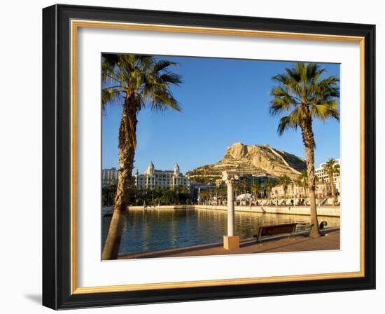 Santa Barbara Castle Seen from the Harbour, Alicante, Valencia Province, Spain, Europe-Guy Thouvenin-Framed Photographic Print