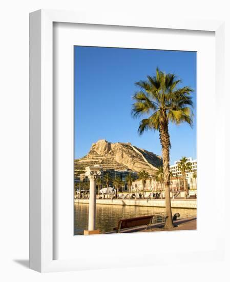 Santa Barbara Castle Seen from the Harbour, Alicante, Valencia Province, Spain, Europe-Guy Thouvenin-Framed Photographic Print