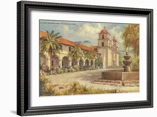 Santa Barbara Mission and Grounds-null-Framed Premium Giclee Print