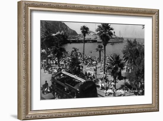 Santa Catalina Island, CA - Aerial View of the Beach and Harbor-Lantern Press-Framed Art Print