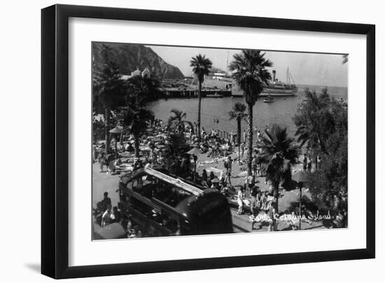 Santa Catalina Island, CA - Aerial View of the Beach and Harbor-Lantern Press-Framed Art Print