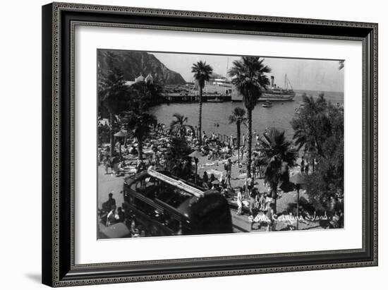 Santa Catalina Island, CA - Aerial View of the Beach and Harbor-Lantern Press-Framed Art Print