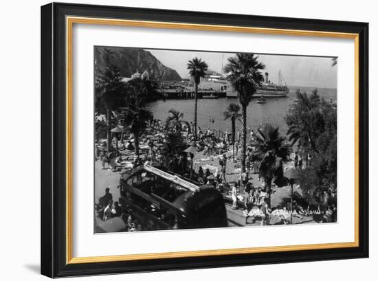 Santa Catalina Island, CA - Aerial View of the Beach and Harbor-Lantern Press-Framed Art Print