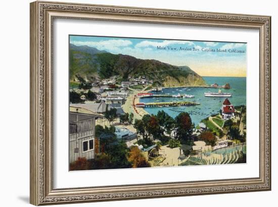 Santa Catalina Island, California - Panoramic View of Avalon and Bay-Lantern Press-Framed Art Print