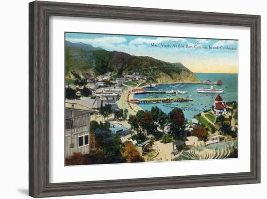 Santa Catalina Island, California - Panoramic View of Avalon and Bay-Lantern Press-Framed Art Print