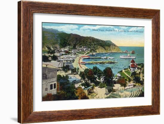 Santa Catalina Island, California - Panoramic View of Avalon and Bay-Lantern Press-Framed Art Print