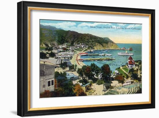 Santa Catalina Island, California - Panoramic View of Avalon and Bay-Lantern Press-Framed Art Print