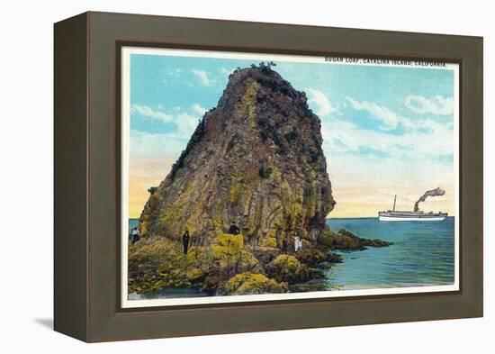 Santa Catalina Island, California - Sugar Loaf View of a Ship-Lantern Press-Framed Stretched Canvas