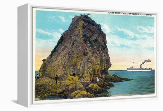 Santa Catalina Island, California - Sugar Loaf View of a Ship-Lantern Press-Framed Stretched Canvas