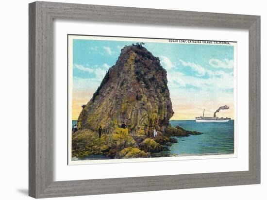 Santa Catalina Island, California - Sugar Loaf View of a Ship-Lantern Press-Framed Art Print