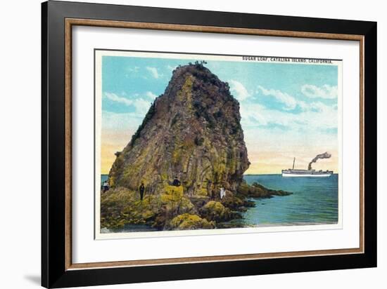Santa Catalina Island, California - Sugar Loaf View of a Ship-Lantern Press-Framed Art Print
