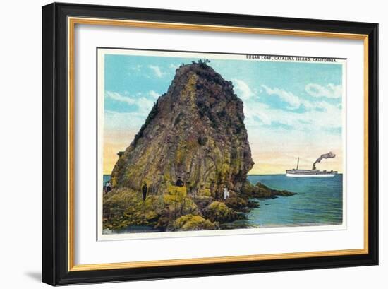 Santa Catalina Island, California - Sugar Loaf View of a Ship-Lantern Press-Framed Art Print