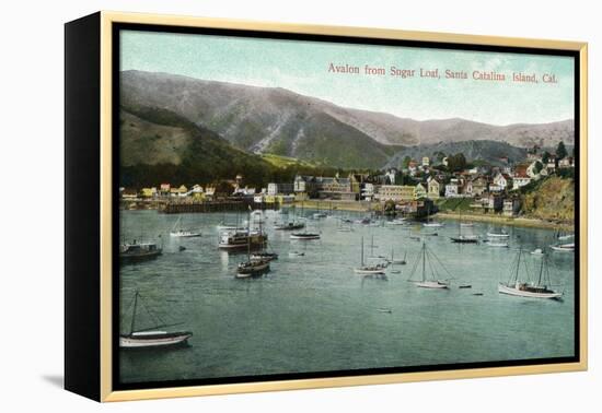 Santa Catalina Island, California - View of Avalon Bay from Sugar Loaf-Lantern Press-Framed Stretched Canvas