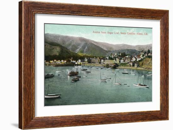 Santa Catalina Island, California - View of Avalon Bay from Sugar Loaf-Lantern Press-Framed Art Print