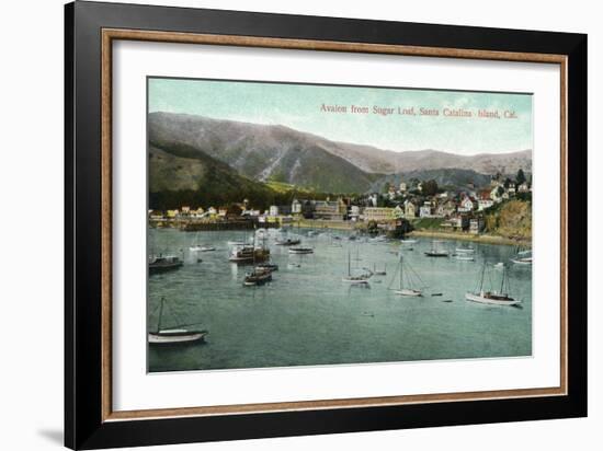 Santa Catalina Island, California - View of Avalon Bay from Sugar Loaf-Lantern Press-Framed Art Print