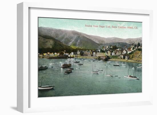 Santa Catalina Island, California - View of Avalon Bay from Sugar Loaf-Lantern Press-Framed Art Print