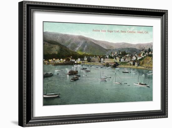 Santa Catalina Island, California - View of Avalon Bay from Sugar Loaf-Lantern Press-Framed Art Print