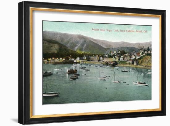 Santa Catalina Island, California - View of Avalon Bay from Sugar Loaf-Lantern Press-Framed Art Print