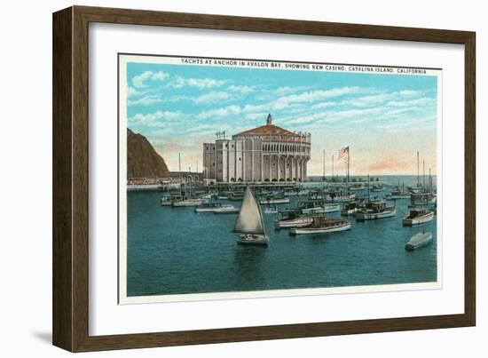 Santa Catalina Island, California - Yachts at Anchor in Avalon Bay-Lantern Press-Framed Art Print