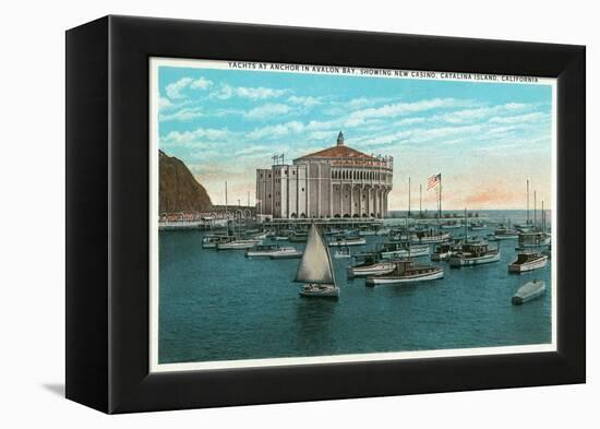 Santa Catalina Island, California - Yachts at Anchor in Avalon Bay-Lantern Press-Framed Stretched Canvas