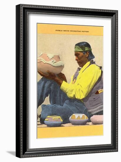 Santa Clara Pueblo Indian Decorating Pottery-null-Framed Art Print